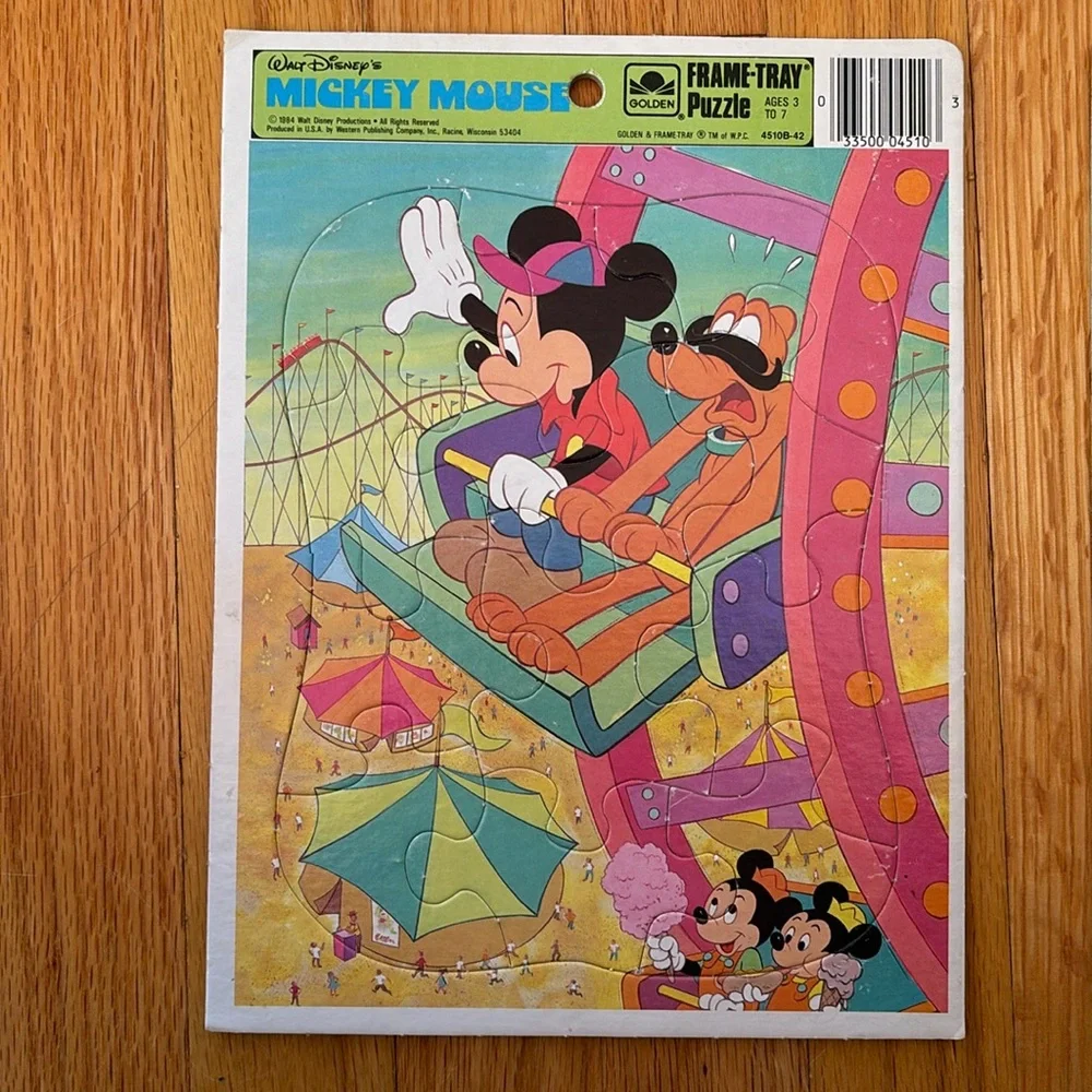 Vtg Disney Bundle 1 Micky Mouse 1 Donald Duck & Daisy Golden FrameTray Puzzles